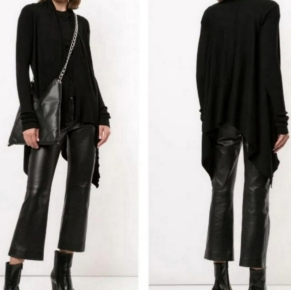 RICK OWENS SHEER ASSYMETRIC CARDIGAN SWEATER,New Products : American Fashion Style Bags On Sale